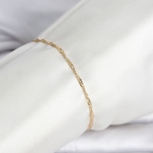 CM 14K Gold Renk Ezme Burgu Zincir Model Kadın Bileklik 5886