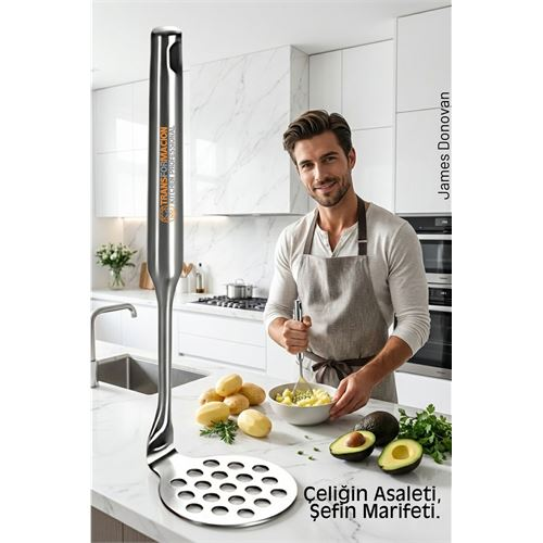 304 Paslanmaz Çelik Lüks Patates Ezici - 23 cm Profesyonel Püre Yapıcı & Mutfak Gereci