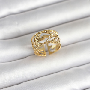 316L Çelik Gold Renk Başak Model Kadın Yüzük 5886