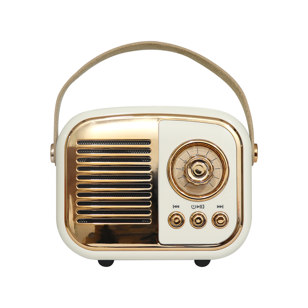 MIKADO MD-24BT Echoes Beyaz 3W Taşınabilir USB/TF Kart/Bluetooth 800mAh Klasik Retro Müzik Kutusu(1923)