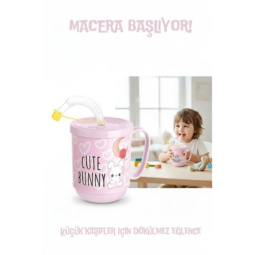 Premium Pipetli Çocuk Bardağı 350 ml -Alıştırma Bardağı ve Suluk