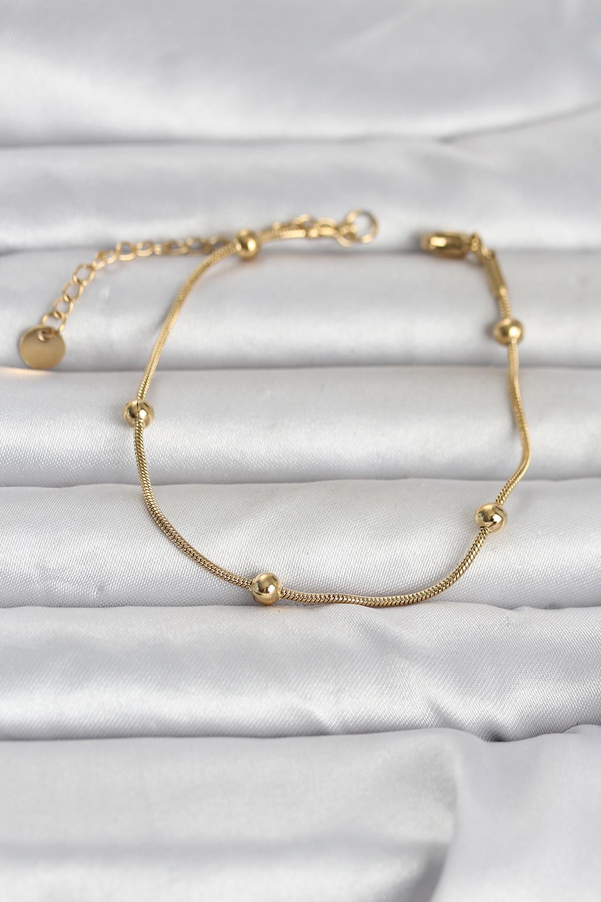 316L Çelik Gold Renk Top Zincirli Kadın Bileklik 5886
