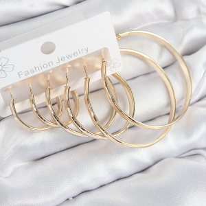 Pirinç Halka Model Gold Renk Kadın Set Küpe 5886