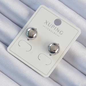 Xuping Gümüş Renk Minimal Bombeli Oval Küpe 5886