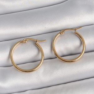316 Çelik Gold Renk 22mm Kadın Halka Model Kadın Küpe 5886