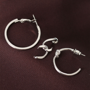 Düğüm Model Gümüş Renk Metal Çoklu Halka Küpe 5886