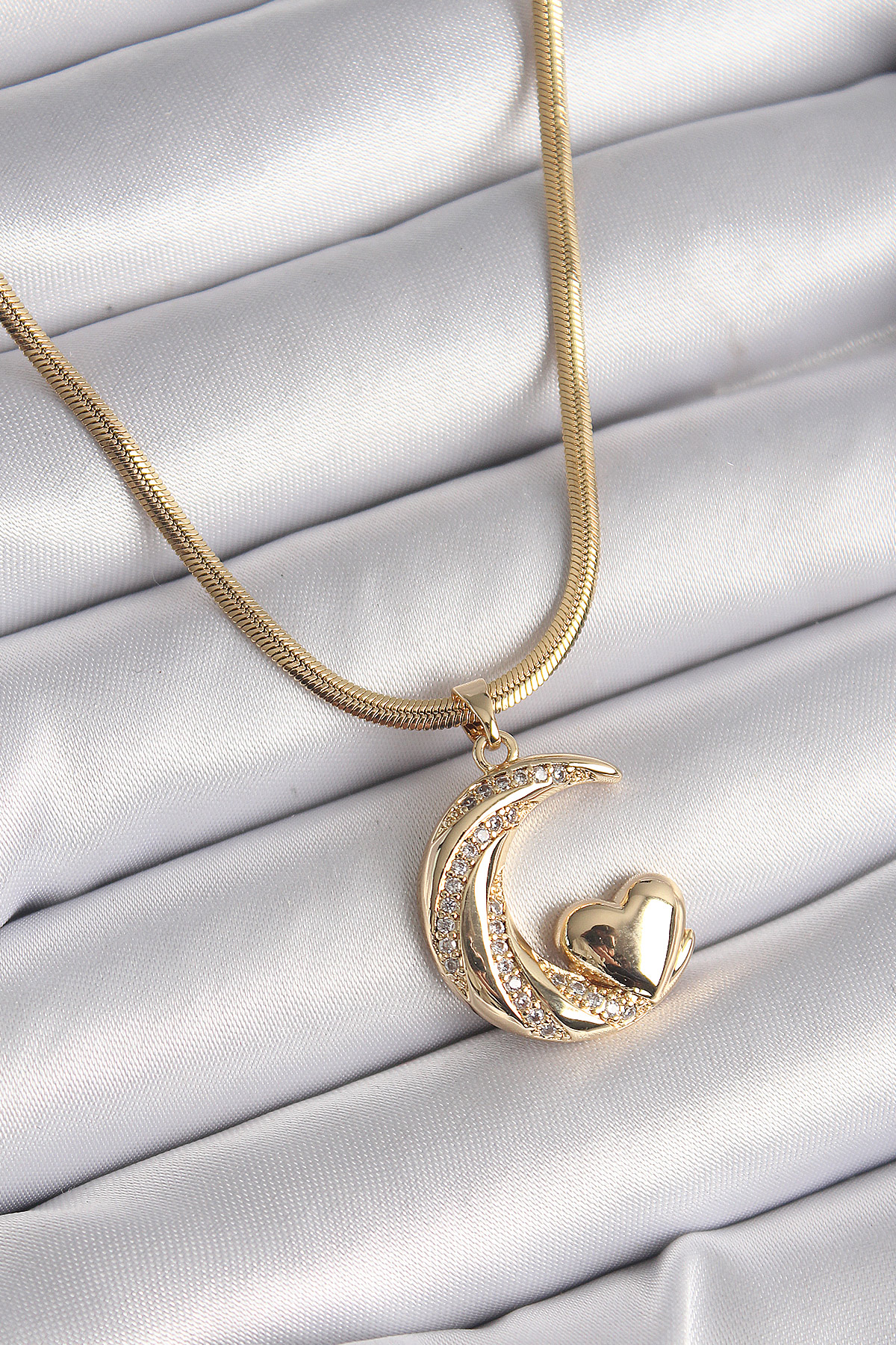 316L Çelik Sallantılı Zirkon Taşlı Kraliçe Tacı Model Gold Renk Nomination Charm 5886