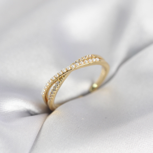 İncili ve Zirkon Taşlı Gold Renk Kadın Yüzük 5886