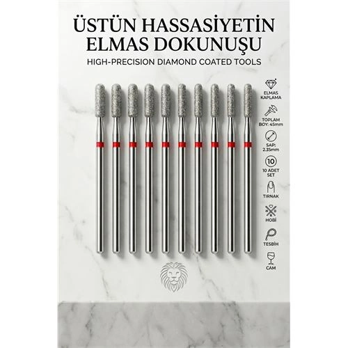 10'lu Elmas Freze Ucu Seti - Protez Tırnak Kalıcı Oje Manikür ve Hobi Tesbih 882/031R 723099