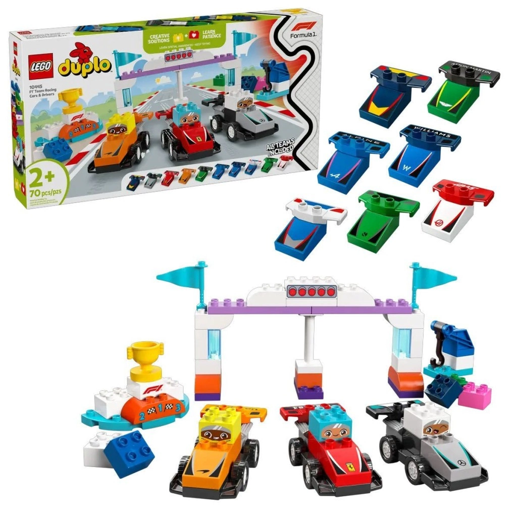 10445   Duplo F1 Takımı Yarış Arabaları ve Sürücüleri 70  parça +2aş