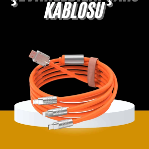 120W 3 İn 1 Uyumlu Silikon Şarj Kablosu Hızlı Şarj Kablosu