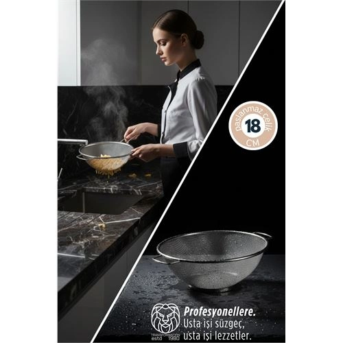 18 cm Süzgeç - Makarna Süzgeci Pirinç Meyve Süzgeci 304 Paslanmaz Çelik 721937