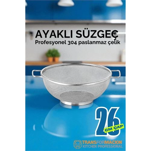 26 cm Süzgeç - Makarna Süzgeci Pirinç Meyve Süzgeci 304 Paslanmaz Çelik 721940