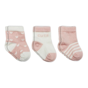 3'Lü Penye Cute Stars Soket Çorap BS10115 Pembe