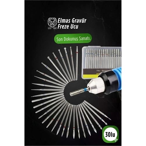 30'lu Elmas Gravür Freze Ucu Seti | Dre mel Uyumlu Metal Cam Ahşap İşleme 722925
