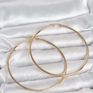 316L Çelik Gold Renk 70 mm Kadın Halka Küpe