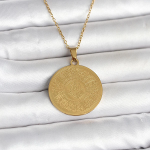 316L Çelik Gold Renk Ayetel Kürsi Yazılı Kolye