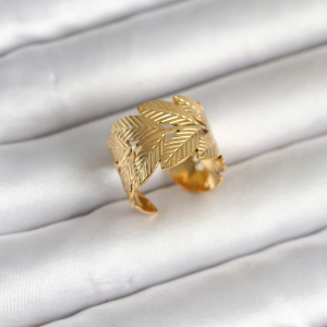 316L Çelik Gold Renk Başak Modeli Kadın Yüzük