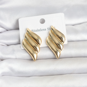 316L Çelik Gold Renk Motif Model Kadın Küpe