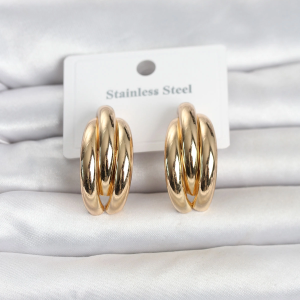 316L Çelik Gold Renk Yarım Halka Model Kadın Küpe