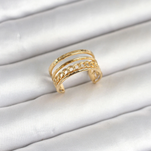 316L Çelik Gold Renk Zincirli Vintage Model Kadın Yüzük