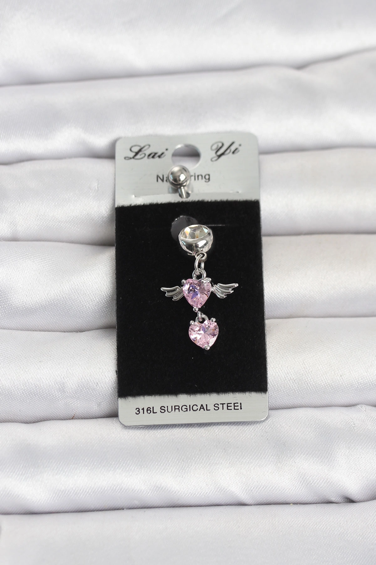 316L Cerrahi Çelik Pembe Zirkon Taşlı Kanat Model Göbek Piercing 1 316L Cerrahi Çelik Pembe Zirkon Taşlı Kanat Model Göbek Piercing