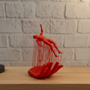 3D El Formlu İnsan Figürü Kırmızı Soyut Tasarım Dekoratif Biblo 12x18 cm