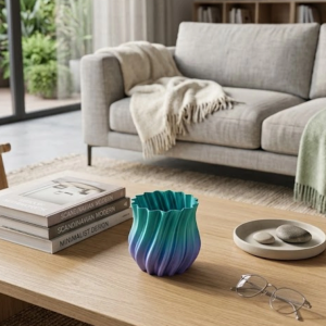 3D Kıvrımlı Mavi Vazo Modern Dekoratif Şık Ev Aksesuarı