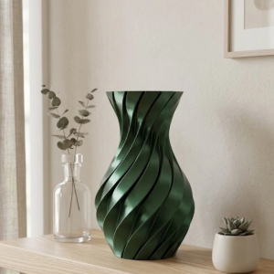 3D Spiral Yeşil Vazo Modern Tasarım Dekoratif Ev ve Ofis Aksesuarı