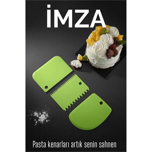 3’lü Dekoratif Şekillendirme Aparatı Hamur Pasta Kesici Kazıma  (Düz, Dişli, Kavisli) 717830