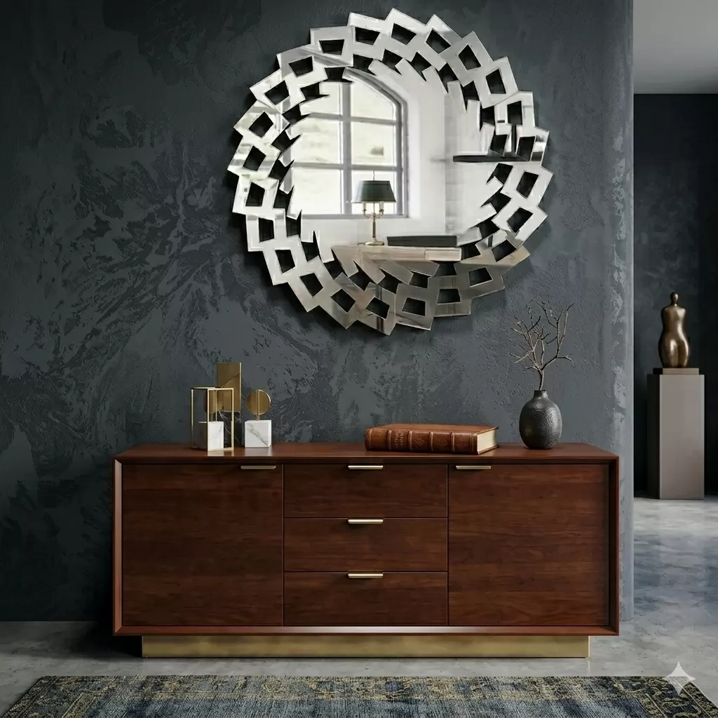 40x40 cm Kırılmaz Pleksi Dekoratif Duvar Aynası - Modern Geometrik Tasarım 1. Sınıf Ayna