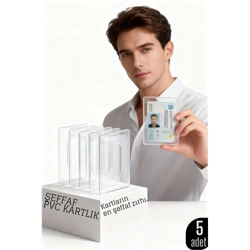 5’li PVC Kartlık – Ehliyet, Kimlik, Kredi Kartı Koruyucu Şeffaf Plastik Kılıf 427980