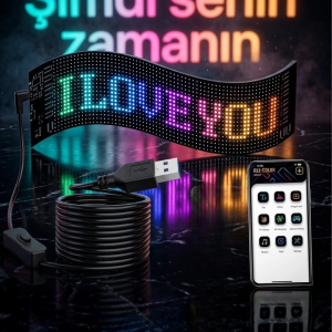 60 cm LED Matrix Panel 16x96 Piksel Bluetooth Kontrollü RGB Kayan Yazı Ekranı