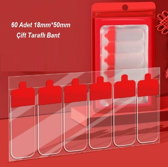 60 Parça Kolay Açılır Güçlü Çift Taraflı Bant 18mm*50mm