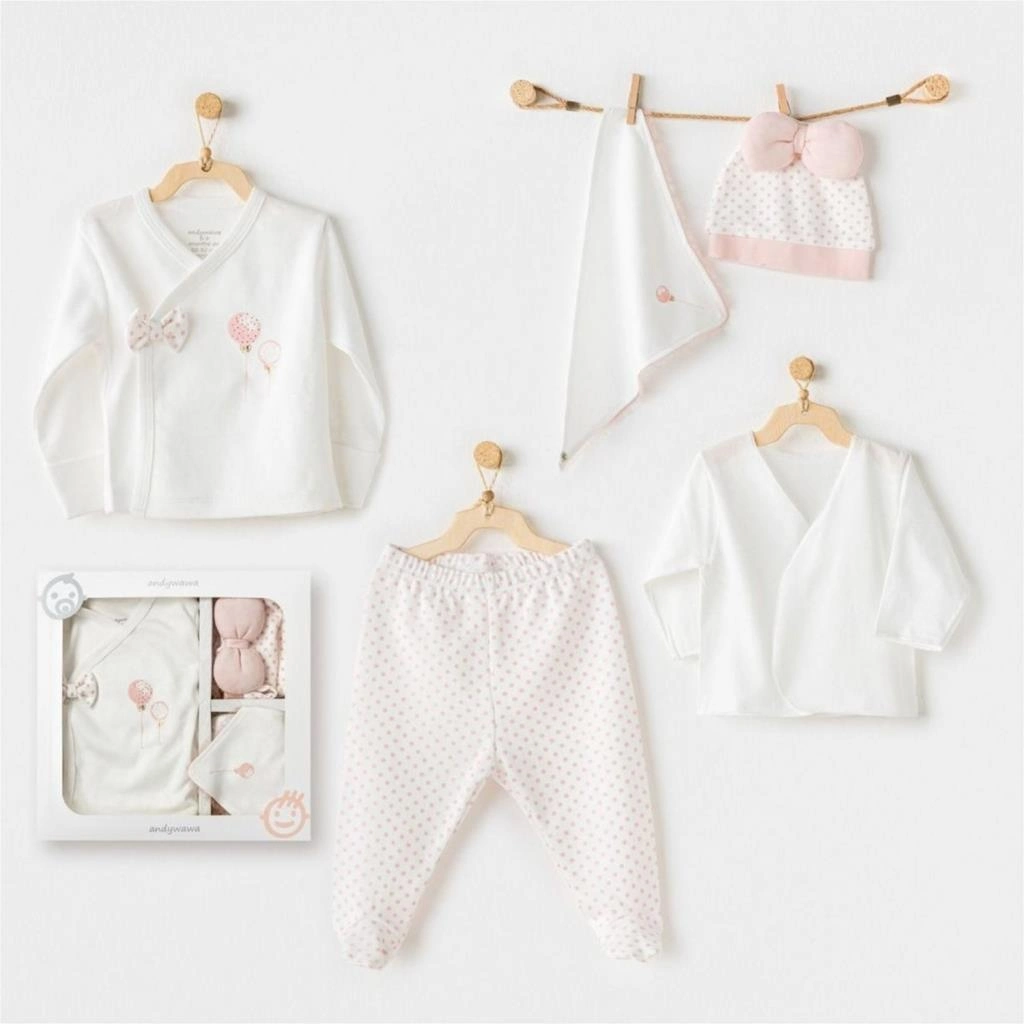  AC25550 Newborn Set Pınk Baloons 5'Li Hastane Çıkışı Ekru