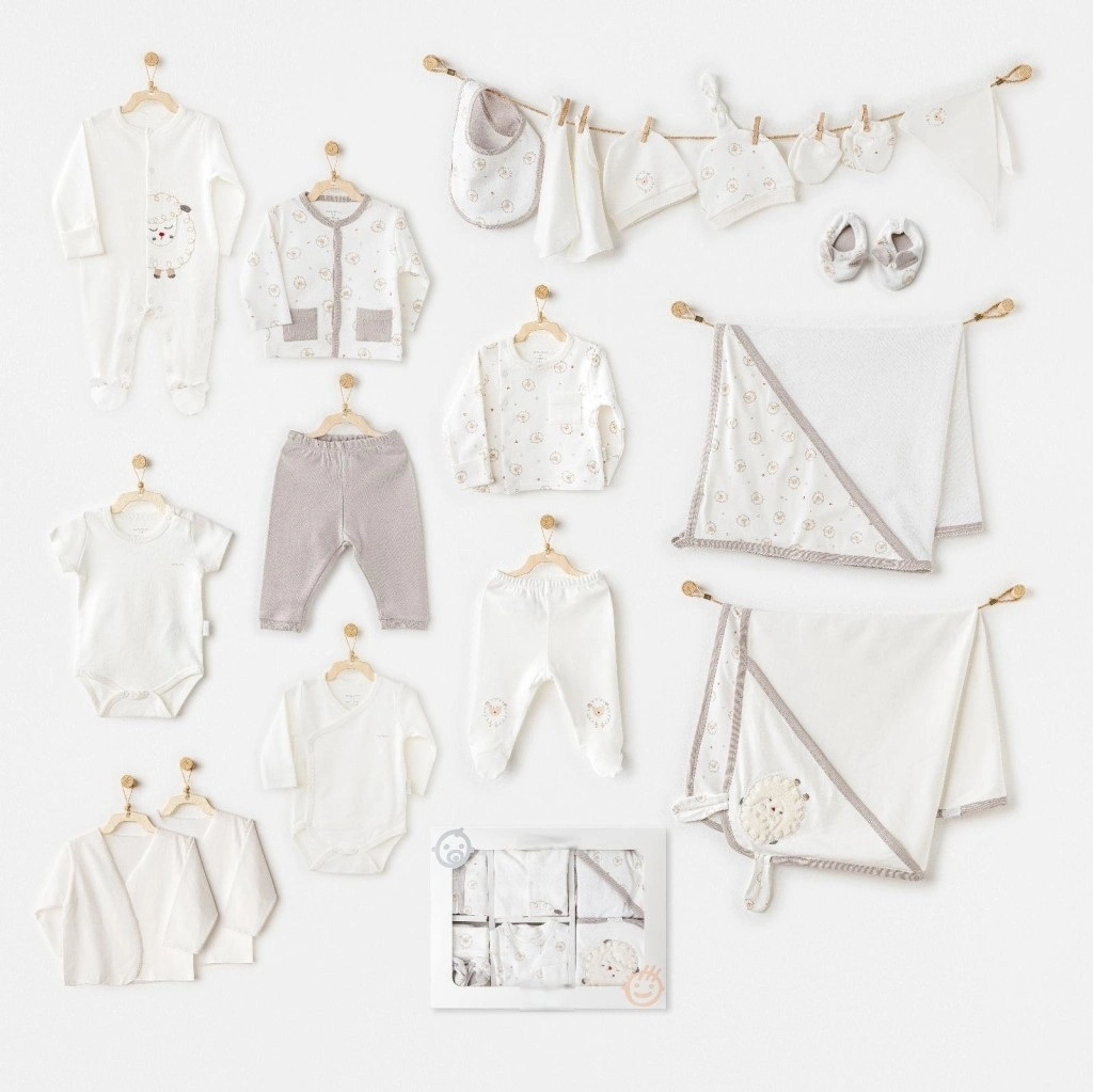 AC25562 Newborn Set Tinny Ships 20'Li Hastane Çıkışı Ekru
