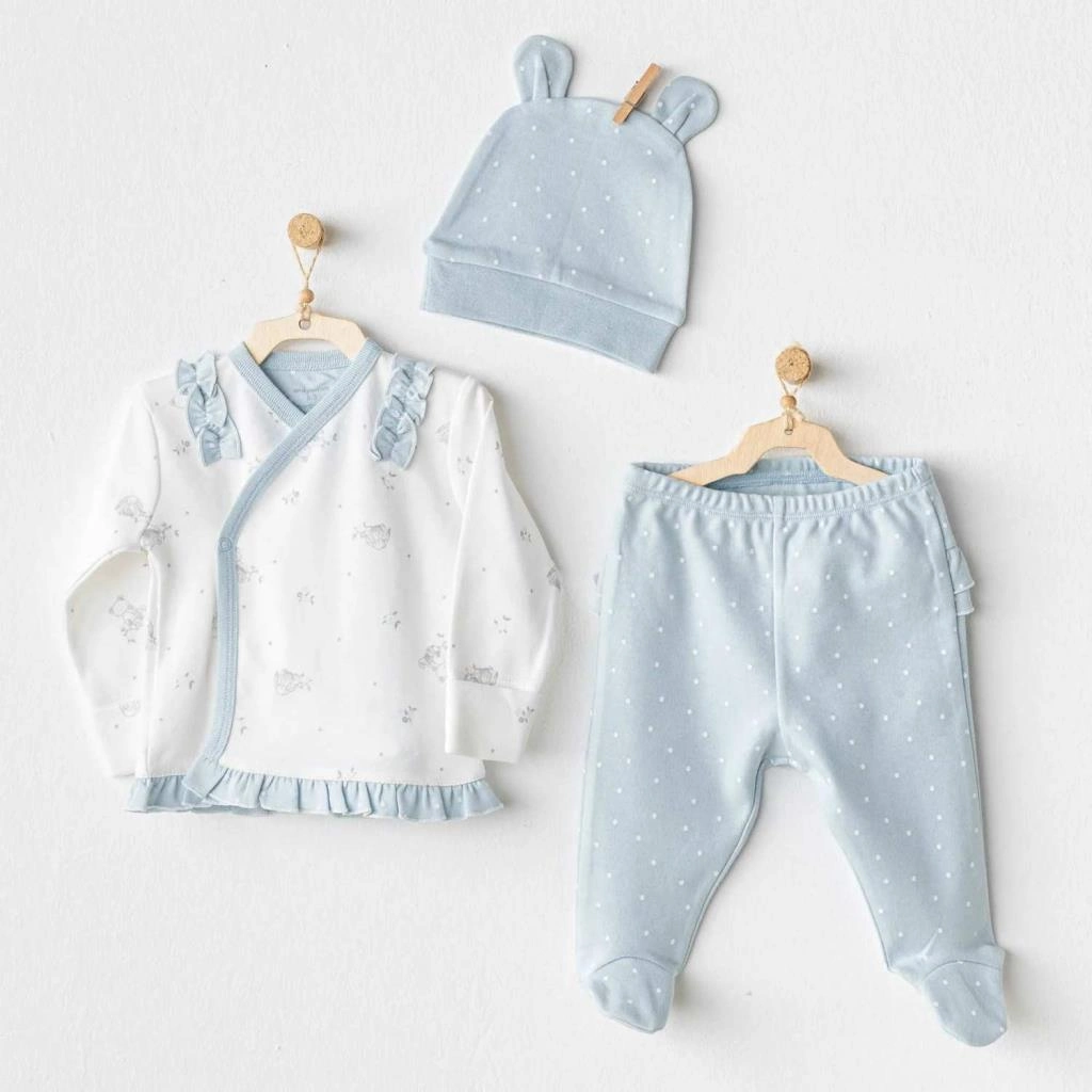 AC25646 Bunny Bear 3'Lü Zıbın Set Blue