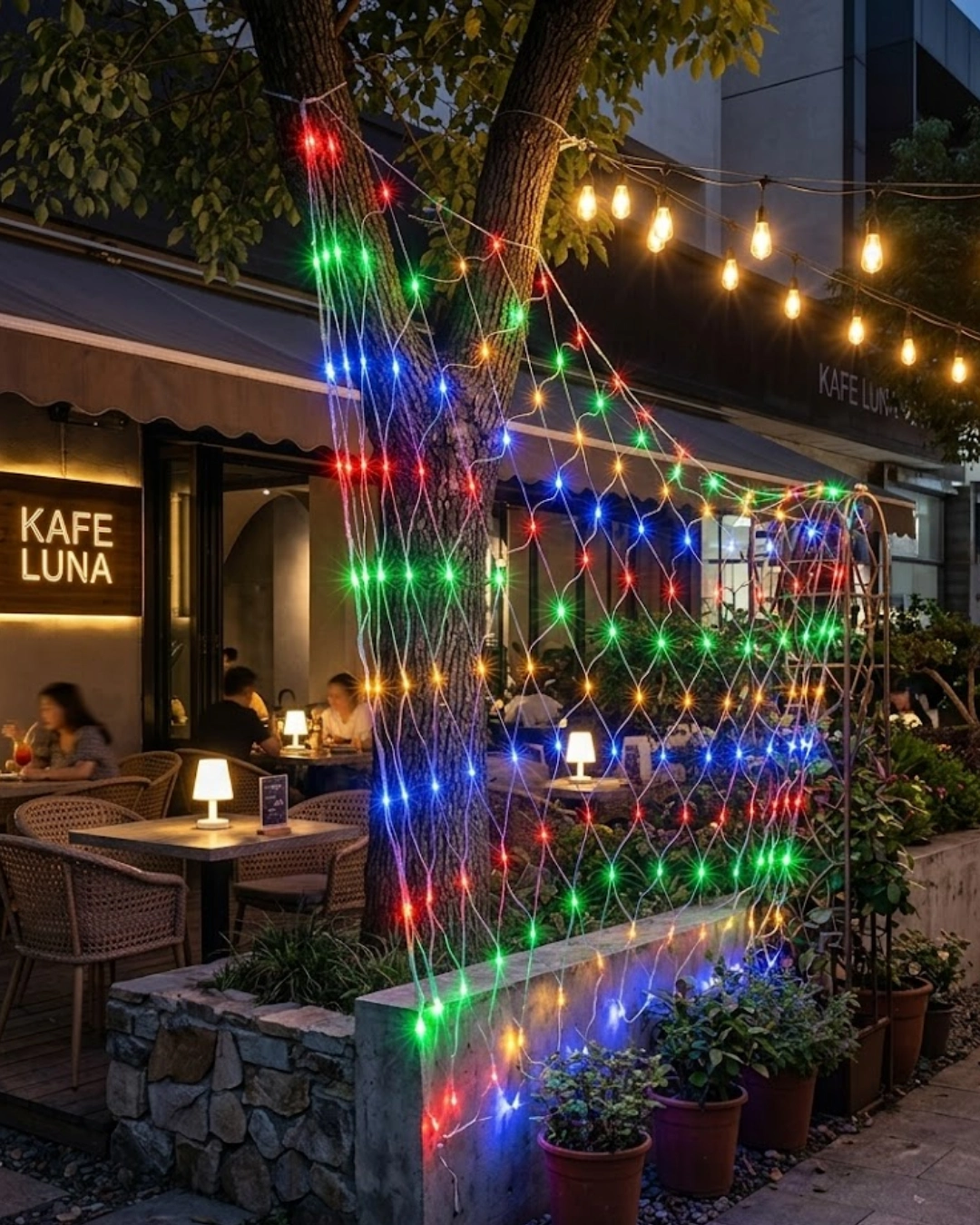 Ağ Şeklinde LED File Işık Dekoratif Ortam Aydınlatma Bahçe Balkon Süsü 1 Ağ Şeklinde LED File Işık Dekoratif Ortam Aydınlatma Bahçe Balkon Süsü