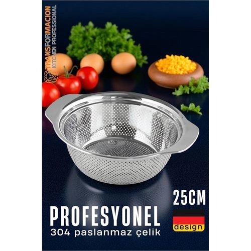 Alman Tip Kevgir - 304 Paslanmaz Çelik Profesyonel Süzgeç 25 Cm 721833