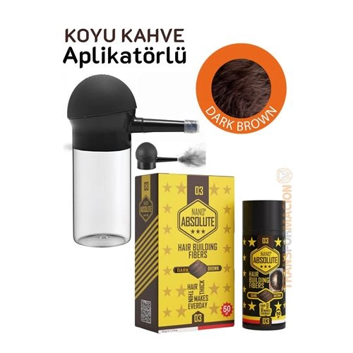 Aplikatörlü Saç Dolgunlaştırıcı Fiber Topik Toz KOYU TON KAHVERENGİ 721501