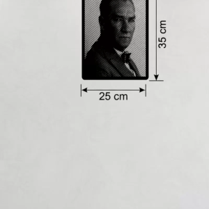 Atatürk Line Art Metal Görünümlü Ahşap Tablo - Modern Ofis ve Ev Dekoru