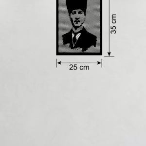 Atatürk Line Art Metal Görünümlü Ahşap Tablo - Modern Ofis ve Ev Dekoru