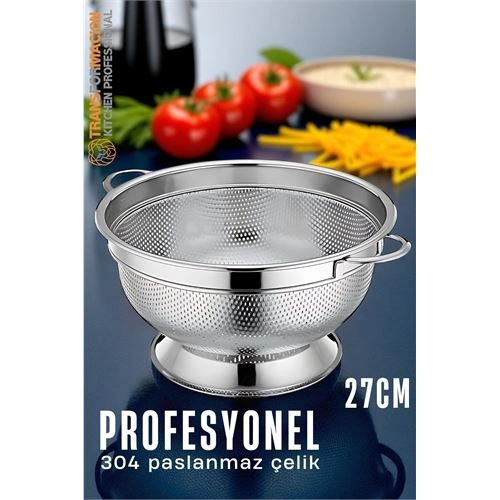 Ayaklı Kevgir - 304 Paslanmaz Çelik Profesyonel Ayaklı Süzgeç 27 Cm 721831