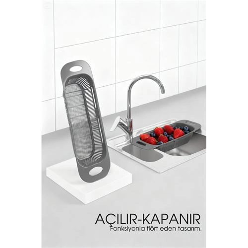 Ayarlanabilir Sürgülü Lavabo Süzgeci – Mutfak için Pratik ve Şık Tasarım GRİ 722439