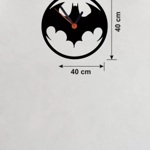 Batman Yarasa Logolu Ahşap Duvar Saati - 40x40 cm Dekoratif DC Temalı