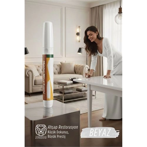 Beyaz Renk Mobilya Rötüş Kalemi –  Lake ve Ahşap Yüzeyler İçin Çizik ve Restorasyon Kalemi 722789
