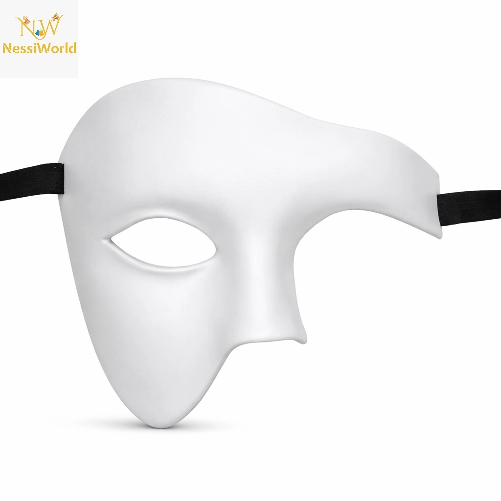 Beyaz Yarım Erkek Maske – Phantom Parti & Balo Maskesi