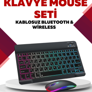 Bluetooth 5.3 Destekli Şarjlı Taşınabilir Klavye + Mouse Kombinasyonu