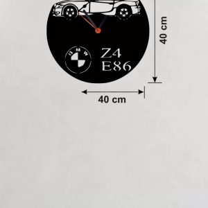 BMW Z4 E86 Tasarım Ahşap Duvar Saati - 40x40 cm Lazer Kesim Dekoratif
