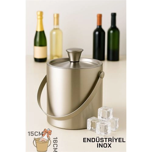 Buz Kovası Çift Cidarlı Yalıtımlı Endüstriyel Inox Şampanya Şarap Bira Soğutucu BIG 722053